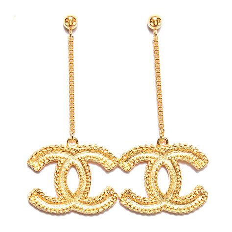 chanel cc drop earrings gold|chanel double c earrings real.